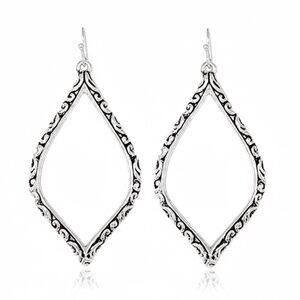 Womens Aztec Antique Silver Hoop Earrings